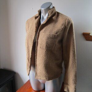 Light brown open jacket cardigan, preppy 80's w breast pocket, used.